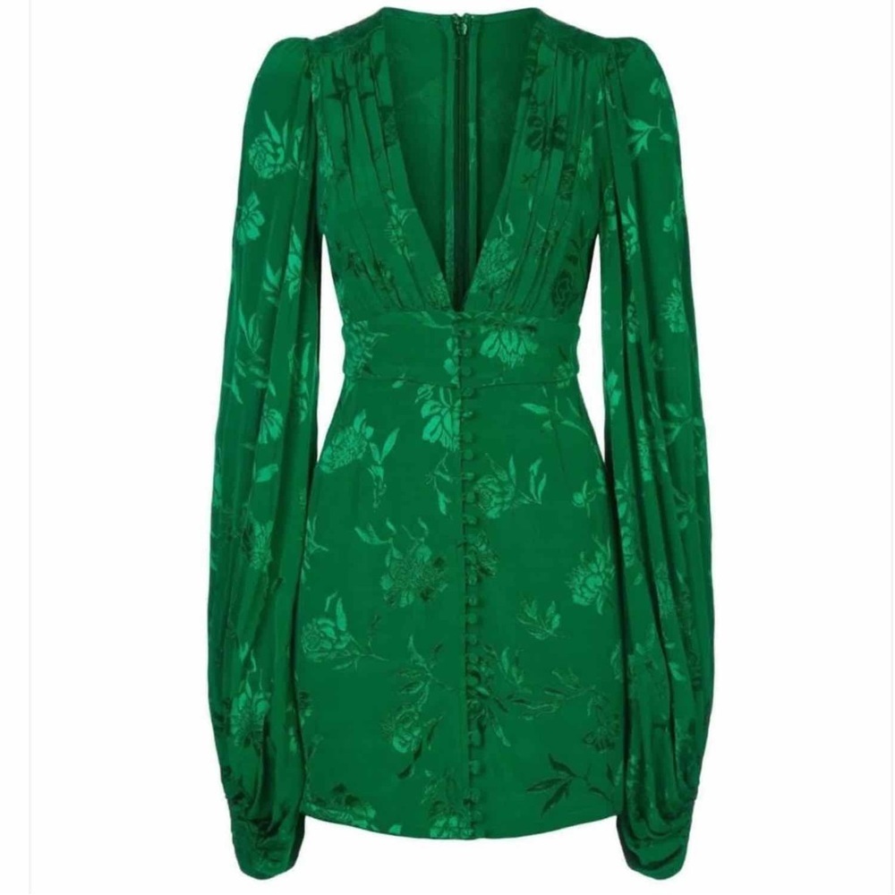 Rat & Boa Isabella Green Plunging V Neck Mini Dress Size Small